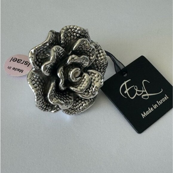 E&L Israel Sterling Silver Statement Flower Electroform Rose Ring  Sz.8 - Picture 14 of 14